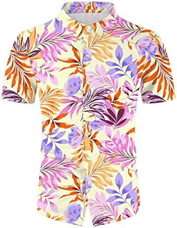 Комплекти, мъжки летни хавайски плажни Ризи и Шорти WALLDOR в графичен стил на копчета с къс ръкав