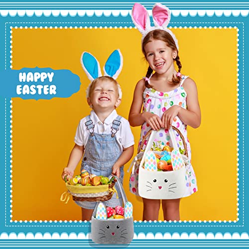Комплект от 3 теми, Плюшени кошници с великден зайче за деца, Момчета и Момичета, Великденски Сладки Ведерки с яйца, с