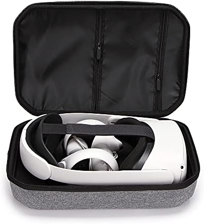 Калъф за носене съвместим с Oculus Quest 2, слушалки виртуална реалност и контролер, Удароустойчив Преносим Пътен калъф за съхранение, подходяща за официален елитни кола