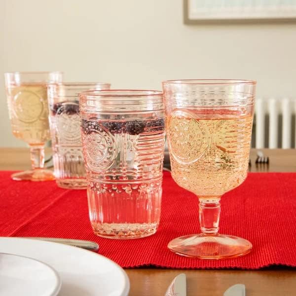 Bormioli Rocco Романтичен комплект от 6 чаши за вино, 10,75 унция. Цветно кристалното стъкло, розов захарен памук, произведено