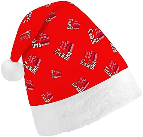 Това е в Моята ДНК, Флаг на щата Хавай, Забавна Коледна Шапка, Шапки на Дядо Коледа, Къси Плюшени Шапки с Бели Ръкавели за Коледното Празнично Парти, Украсена с...
