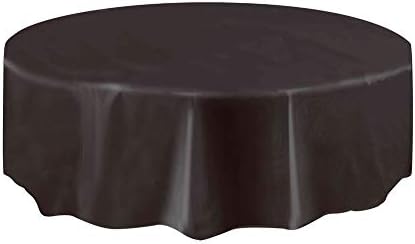 Уникална Кръгла Пластмасова корица на маса, 84 инча, Черна