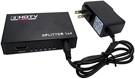 HDMI-Сплитер 1 4 изход 4K UHD HD 1080P 4-Портов Ретранслатор-Сплитер Усилвател 1x4 дървен материал (на кораб от САЩ)