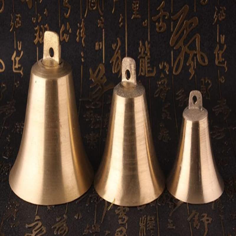 QianKao 黄铜开口喇叭铃花生铃瓦铃地球铃狮头铃风水铜铃(口径4.2CM)
