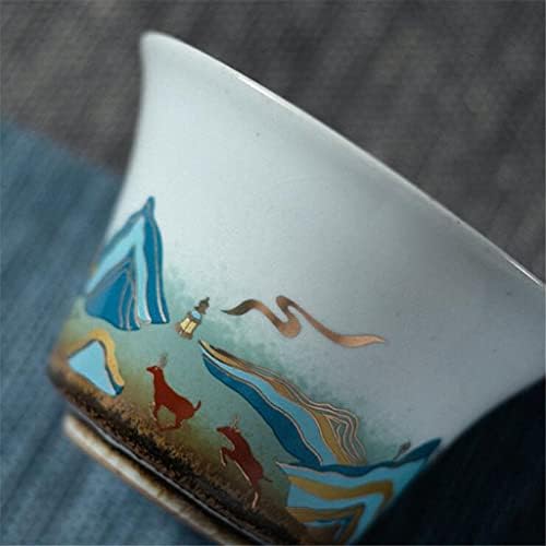 NFGUY Керамични Чай в японски стил цветовете на морските вълни с гледката, Творчески Комплекти чаена съдове,