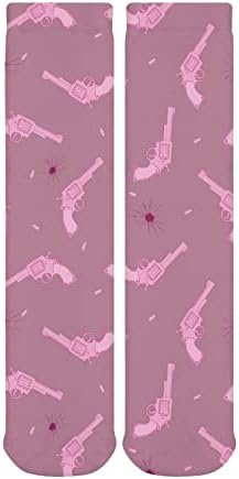 Дебели Чорапи WEEDKEYCAT Pink Pistols, Нестандартен, Забавен Графичен Принт, Ежедневни Чорапи със Средна дължина, за