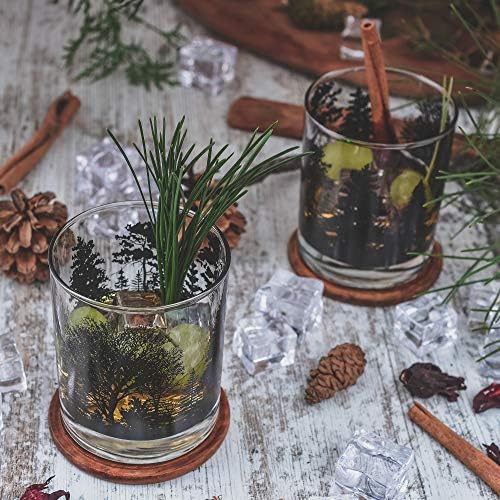 Чаши за уиски Greenline Goods - Чаши за вино с горски пейзаж (комплект от 2 чаши) | Подаръчен комплект за чаши за вино