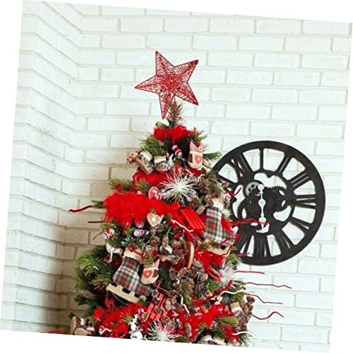 Veemoon 1 Комплект Коледна Елха Топ Звездата на Коледни Аксесоари За Партита Звезда Коледно Дърво, Ковано Желязо Червени