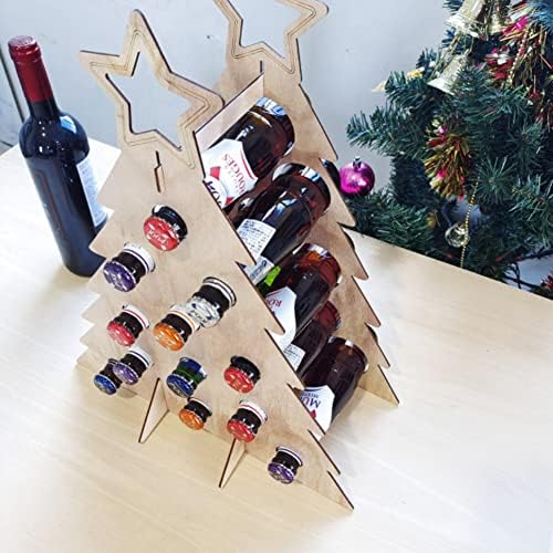 Дървена Коледно Дърво Притежателя на Алкохол от 12 Дни за Обратно Отброяване Адвент Календар Декор Поставка За Вино, Празнична Вино Стелажи за Вино и Алкохолни Напи