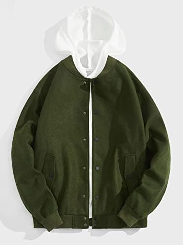 Якета Xinbalove за мъже, Палто с капак на игрището яката, 1 бр. (Цвят: Армейски зелен, размер: малък)