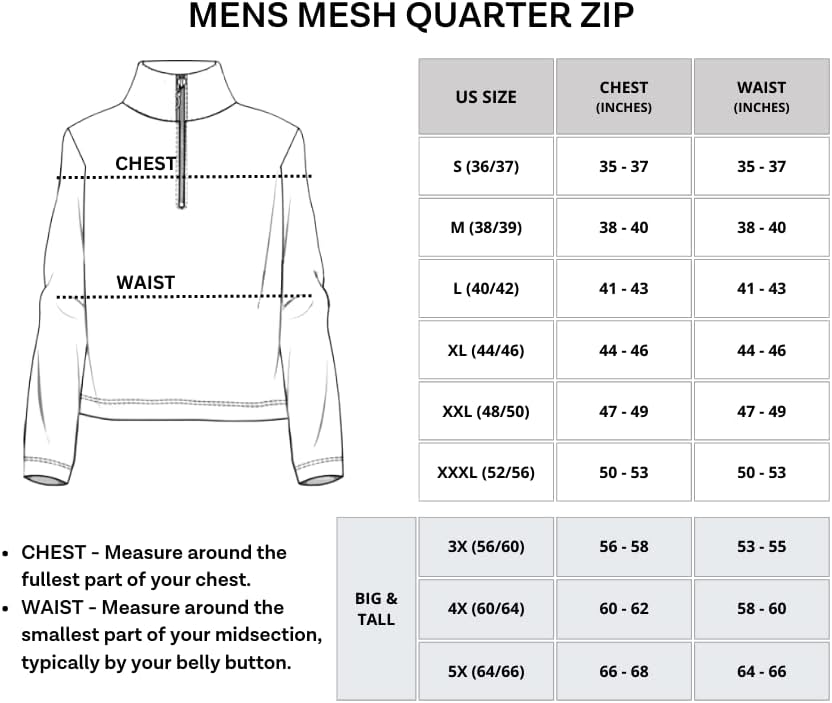 3 Опаковка: Мъжки Мрежест Спортен Пуловер с цип с дълъг ръкав на четвърт инч - За риболов на открито (на разположение в големи и високи размери)