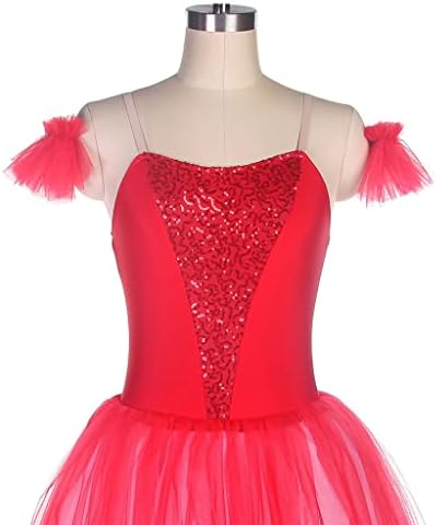 n/a Red Velvet Leaf на Бретелях с кружевными пайети, Романтична Балетната поличка, Женски Балет костюм За изяви,