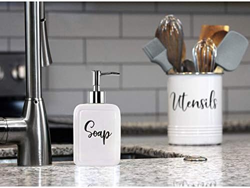 Опаковка за сапун Home Acre Designs Farmhouse – 13 грама, Керамични, Бял Ръчна Помпа за Сапун – Аксесоари за Кухня и баня
