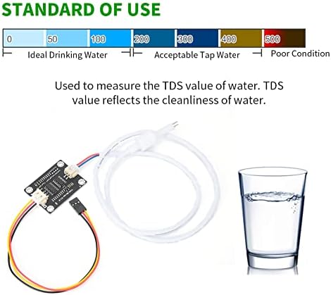 Модул сензор за контрол на качеството на водата TDS Метър Probe, Аналогов Модул сензор TDS, Съвместим с плащане Ardu, за тестване на анализ на качеството на течности, Научни