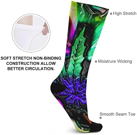 Модни Кошмарен Чорапи с Принтом Листа В Тона на Цвета, Спортни Чорапи до Коляно за Жени и Мъже