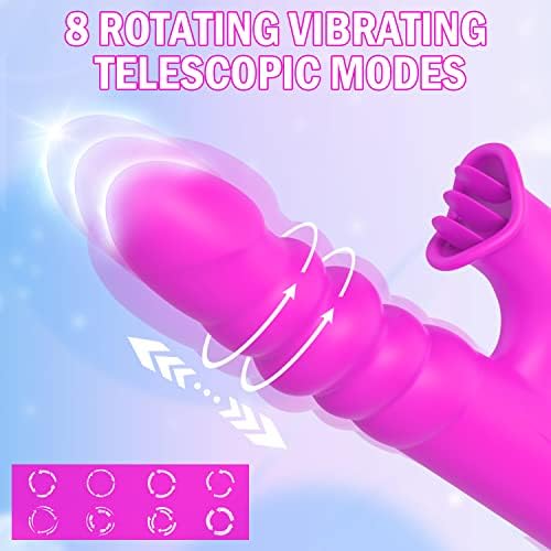 4 в 1 Толкающий Вибратор-Заек за женските Секс играчки Вибратор G Spot 8 Въртящи Вибриращи Телескопични Режима 5 Режима на