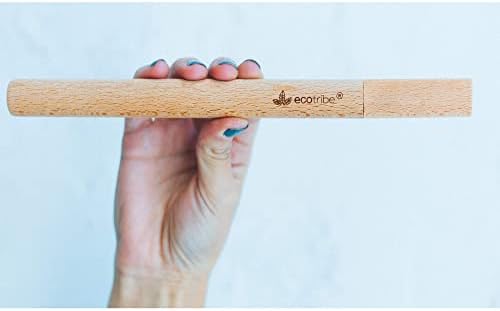 Дървен калъф Ecotribe ръчно изработени, Предназначени за съхранение на 1 Сламки за еднократна употреба и четка за почистване,