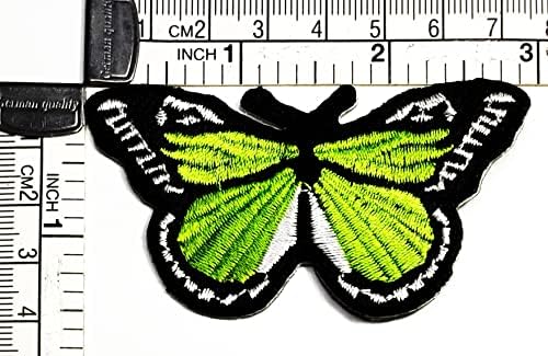 Kleenplus 3 бр.. Зелена Пеперуда Ивици Цветна Пеперуда Детска Мультяшная Стикер Ръчно Бродирана Нашивка Изкуство