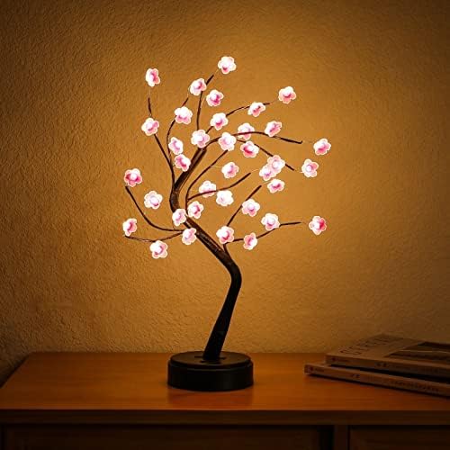 Лампа във формата на цветове на череша Nakolulu, 18-инчов лампа във формата на дърво Бонзай - Модерният Домашен Интериор,