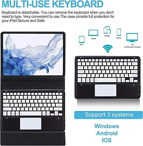 Калъф за iPad Pro 12,9 с клавиатура със сензорен панел за iPad 12,9-инчов 6/5/4-то поколение 2022/2021/2020, калъф за клавиатура