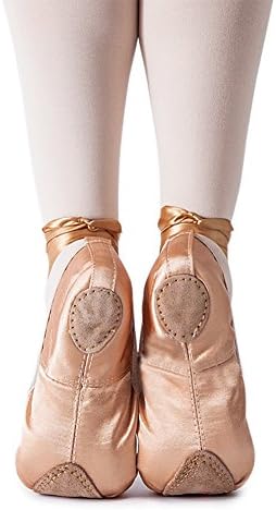 Дамски Балетные Танцови обувки MSMAX с Разрезной Подметка, Сатен Гимнастически балет апартаменти на Равна подметка с Панделка