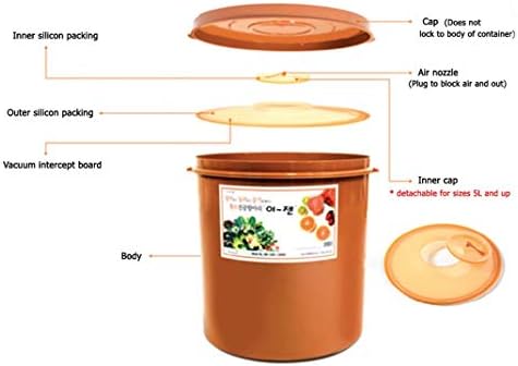 Кимчи E-Джен Premium, съд за кисело зеле Пробиотического ферментация с вградена Вакуумна кръгли (0,8 литра / 3 л)