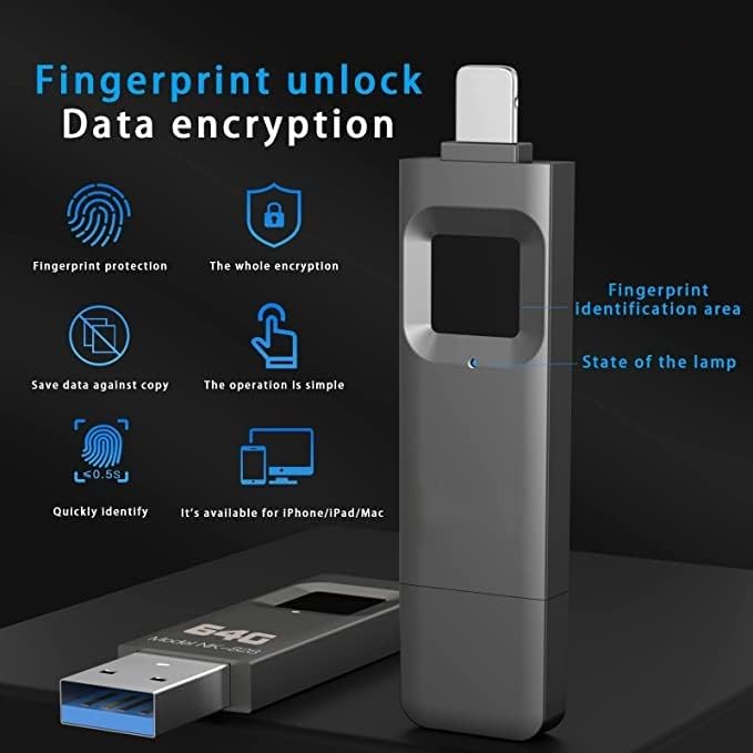 Флаш Памет с Криптирана пръстов Отпечатък Флаш Памет Сигурност USB Privacy Storage 64G за iPhone Biometrics най-Бързият