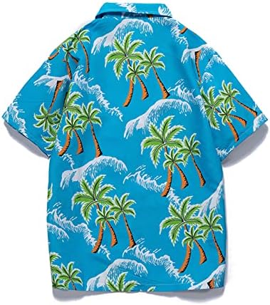 EELHOE Хавайска Риза за Мъжете, Страхотна Ежедневна Тениска Копчета с Къс Ръкав, Графични Тениски, Летни Тропически