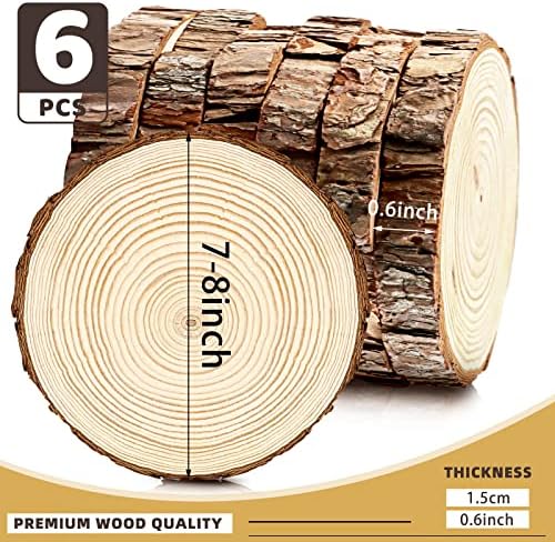 FSWCCK 6 Опаковки Естествени Неоконченных дървени Парчета, Кръгъл Дървен кръг 7-8 см от Кората на Дърво, по-Големи