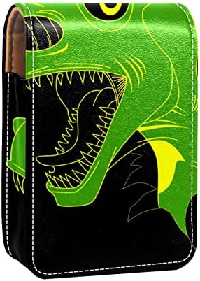 Косметичку ORYUEKAN, брилянтин, Брилянтин чанта с огледало преносим калъф за съхранение на червило с гланц за устни за съхранение на организатор, карикатура зелен дино