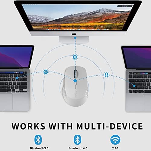 Мишка Rapoo Bluetooth, Многофункционални Безшумни Безжична Мишка, 4 Регулируеми DPI, Поддръжка на до 3 устройства, Преносими