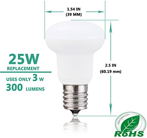Led лампа R14 E17, 3 W (еквивалент на лампи с нажежаема жичка с мощност 25 W), 2700 К, Топло Бяла Led лампа междинна база, Без да регулирате яркостта, 120 В Опаковка от 4