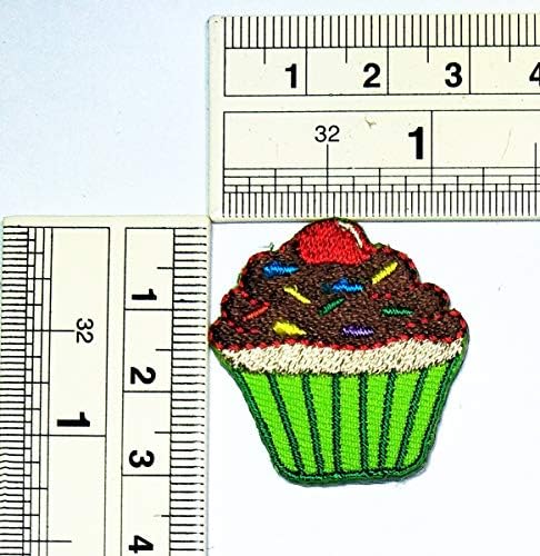 Умама Кръпка Комплект от 3 Мини Цветни Кексчета Бродирана Апликация от Желязо Кръпка Cupcake Ретро Страхотна