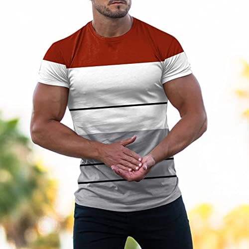 HDDK Летни мъжки тениски с V-образно деколте и къс ръкав, ризи в стил мозайка с цветен блок, Върхове за спортни тренировки, приталенная тениска