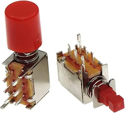 Микропереключатель 100ШТ с директен ключът A03 PS-22F03 6 контакти самостоятелно блокиране Червен (Цвят: капачка 100шт)