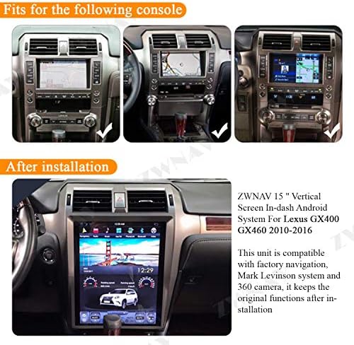 Автомобилна стерео ZWNAV Android 9,0 Tesla за Lexus GX400 GX460 2010-, Кола Главното устройство за GPS-навигация, вграден DSP, HDMI изход, поддръжка на Carplay, Android Auto (4G RAM 128 GB ROM PX6)
