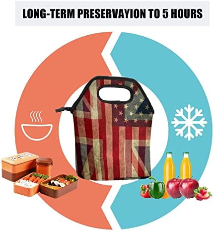 Дамски Чанта за обяд GUEROTKR, Кутия за Обяд за мъже, Дамски Кутия за Обяд, по образец на Американски флаг в Ретро стил