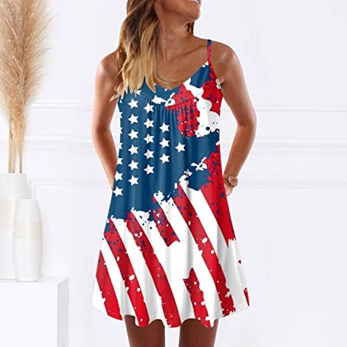 MIASHUI Къси Рокли-ризи за жени, Ден на Независимостта за жени, Американското рокля на 4 юли, Рокля-люлка с дълъг ръкав за Жени