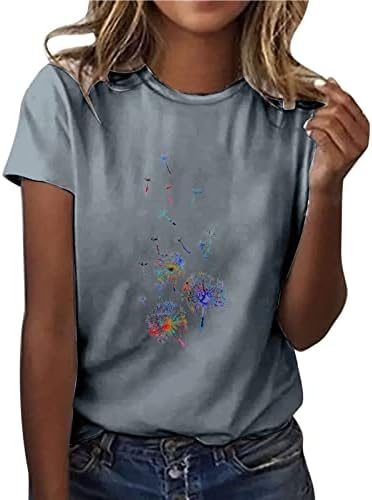 Тениска за Момичета, Лятна Есенна Дрехи с Къс ръкав 2023, Модни Памучен Тениска с Кръгло деколте и Графичен Дизайн,