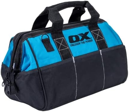 OX TOOLS Pro 15-Инчов Найлонова Чанта За съхранение на инструменти с Широко Гърло | PVC, Найлон и Подсилени Щифт