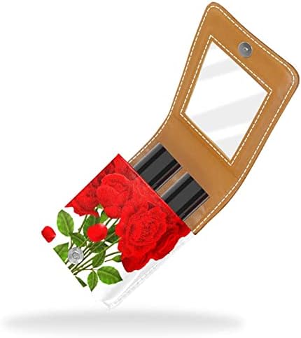 Калъф за Червило Pretty Roses От Естествена Кожа с Огледало, Мини-Косметичка за Ежедневен грим
