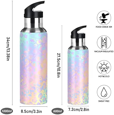 Бутилка за вода Glaphy Rainbow с Леопардовым принтом и Сламена капак, не съдържа BPA, 32 грама, Изолирани Бутилка за Вода от