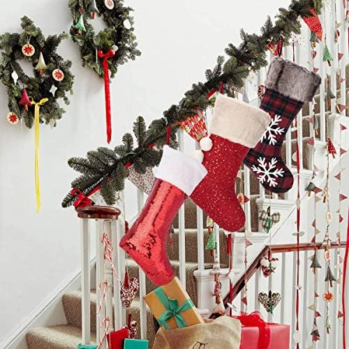 Коледни Чорапи ARCCI, Дебели Селски Чорапи едра Плетени 18 инча, Украса за семейни празници и Коледно парти - 2 комплекта