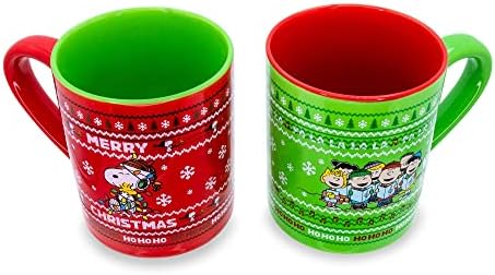Коледни пуловери Peanuts Charlie Brown и Снупи, керамични чаши, комплект за кафе чаши на 2/14 грама