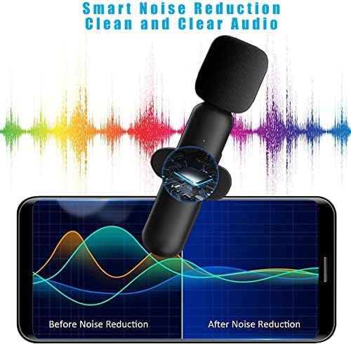 WYTUDTE 2 Комплекта Безжични петличных микрофони за вашия телефон Android, микрофон с клипсой на ревера с честота
