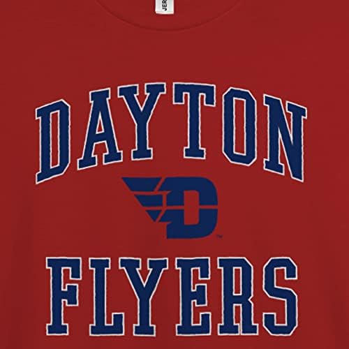 Тениска Унисекс с къс ръкав и графичен логото на University of Dayton Flyers UD Classic Arch