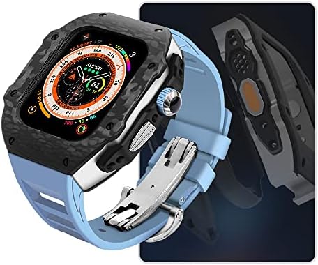Калъф от въглеродни влакна NIBYQ За Apple Watch Ultra 49 мм Луксозен Комплект Модификация iWatch 8 7 6 5 4 SE 45 мм 44 мм Каишка От Фторуглерода С Инструмент
