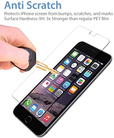 Защитно фолио от закалено стъкло Voxkin iPhone 6S / 6 ПРЕМИУМ КАЧЕСТВО Невидимо Защитно Стъкло за iPhone 6 - Без драскотини, идеален и не пузырится - Кристално чист HD-дисплей