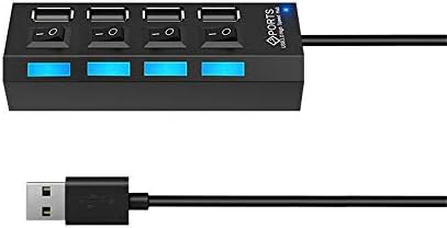 4-Портов USB хъб с индивидуални светодиодни изходи за захранване, 4-портов USB 2.0 Дата hub висока скорост от до 5 Gbit/s, съвместим с PC, лаптоп и други устройства с ...