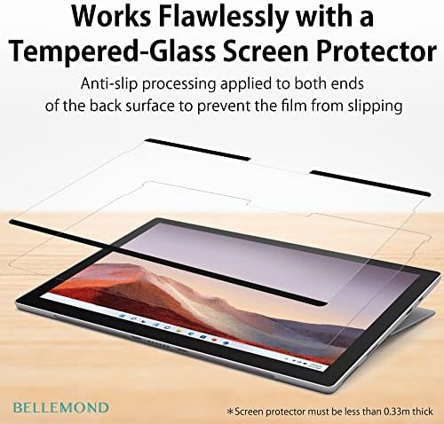 Bellemond - Подвижна магнитна защитно фолио от гладка хартия Kent Paper - Съвместима с Microsoft Surface Pro 7 Plus / Pro 7 / Pro 6 / Pro 5-то поколение (2017) / Pro 4-12,3 инча, Без мехурчета - 1БР - WSFP7PLKMG